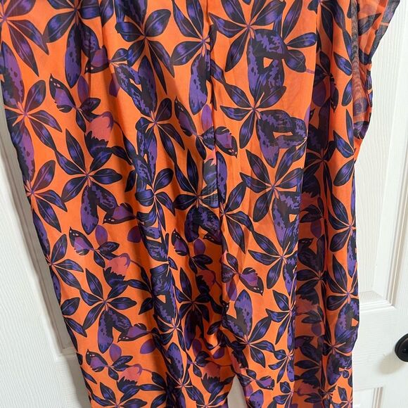 Pretty Little Thing Orange and Purple Floral Cover Up Pants Size 18, NWT, Beach - Picture 5 of 5